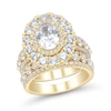 Thumbnail Image 1 of 4.45 CT. T.W. Oval Certified Lab-Grown Diamond Double Frame Bridal Set in 14K Gold (F/VS2)