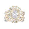 Thumbnail Image 2 of 4.45 CT. T.W. Oval Certified Lab-Grown Diamond Double Frame Bridal Set in 14K Gold (F/VS2)