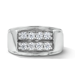 0.70 CT. T.W. Certified Lab-Grown Diamond Two-Row Pavé Ring in Sterling Silver (F/SI2)
