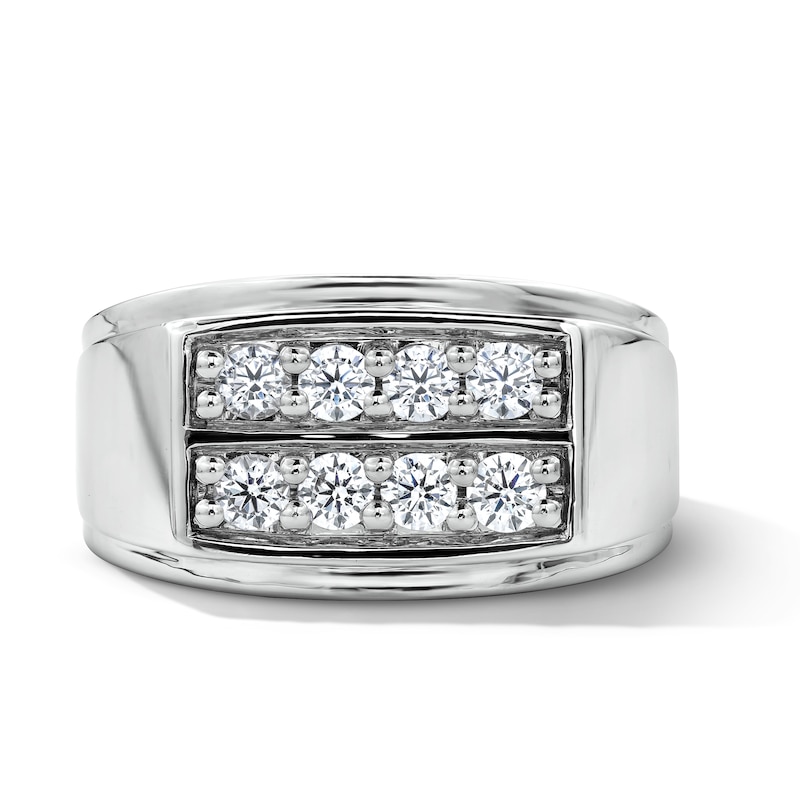 0.70 CT. T.W. Certified Lab-Grown Diamond Two-Row Pavé Ring in Sterling Silver (F/SI2)