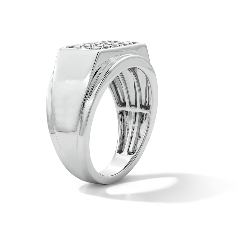 0.70 CT. T.W. Certified Lab-Grown Diamond Two-Row Pavé Ring in Sterling Silver (F/SI2)