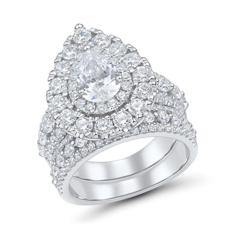 3.95 CT. T.W. Pear-Shaped Certified Lab-Grown Diamond Bridal Set in 14K Gold (F/VS2
