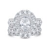 Thumbnail Image 2 of 4.45 CT. T.W. Oval Certified Lab-Grown Diamond Double Frame Bridal Set in 14K White Gold (F/VS2)