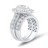 Thumbnail Image 3 of 4.45 CT. T.W. Oval Certified Lab-Grown Diamond Double Frame Bridal Set in 14K White Gold (F/VS2)