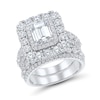 Thumbnail Image 1 of 4.95 CT. T.W. Emerald-Cut Certified Lab-Grown Diamond Double Frame Bridal Set in 14K White Gold (F/VS2)