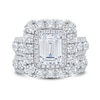 Thumbnail Image 2 of 4.95 CT. T.W. Emerald-Cut Certified Lab-Grown Diamond Double Frame Bridal Set in 14K White Gold (F/VS2)