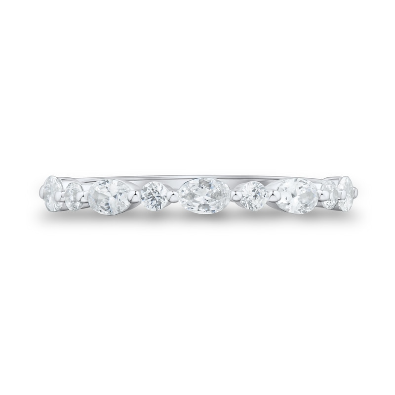 0.69 CT. T.W. Oval and Round-Cut Certified Lab-Grown Diamond Wedding Band in 14K White Gold (F/VS2)