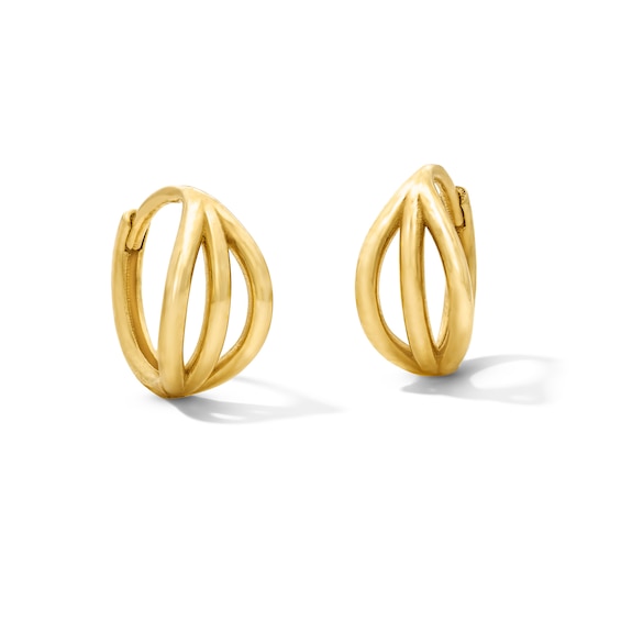180mm Leaf Hoop Earrings in Solid 10K Gold