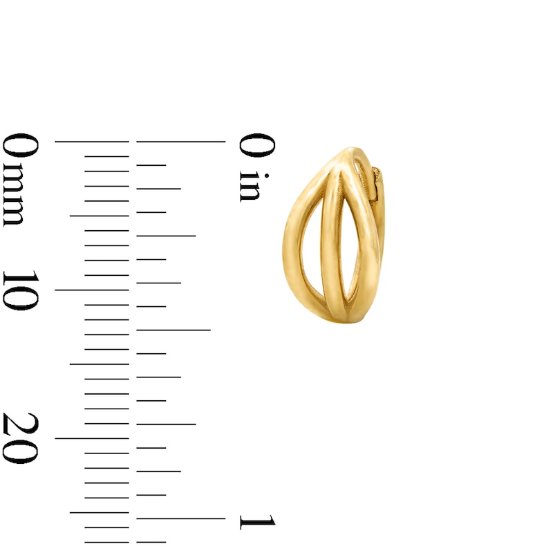Main Image 3 of 18.0mm Leaf Hoop Earrings in Solid 10K Gold