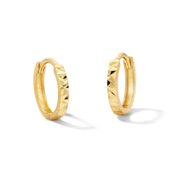 Diamond-Cut Huggie Hoop Earrings in Solid 10K Gold