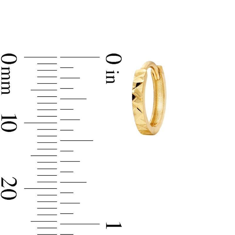 Main Image 3 of Diamond-Cut Huggie Hoop Earrings in Solid 10K Gold
