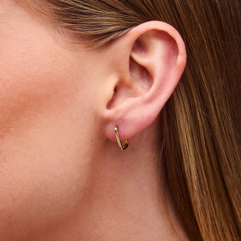 Rectangle Hoop Earrings in Solid 10K Gold