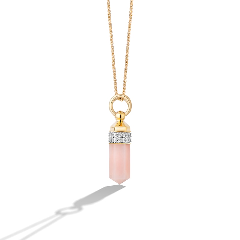 Main Image 1 of Limor Mindful Jewellery Guidestones Opal and 0.14 CT. T.W. Diamond Obelisk Pendant in 10K Gold