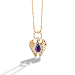Limor Mindful Jewellery Archangels Pear-Shaped Amethyst and 0.04 CT. T.W. Diamond Frame Pendant in Sterling Silver with 24K Gold Plate