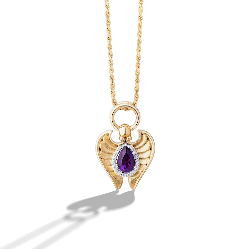 Main Image 1 of Limor Mindful Jewellery Archangels Pear-Shaped Amethyst and 0.04 CT. T.W. Diamond Frame Pendant in Sterling Silver with 24K Gold Plate
