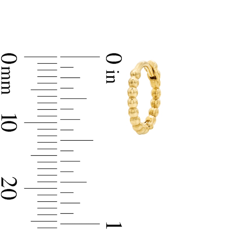 Main Image 3 of Beaded Huggie Hoop Earrings in Solid 10K Gold
