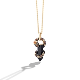 Limor Mindful Jewellery Black Onyx and Garnet Snake Pendant in Sterling Silver with 24K Gold Plate