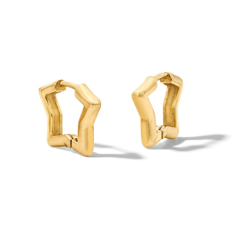 Main Image 1 of Star Hoop Earrings in Solid 10K Gold