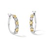 Thumbnail Image 1 of Oval Citrine and White Sapphire Hoop Earrings in Sterling Silver