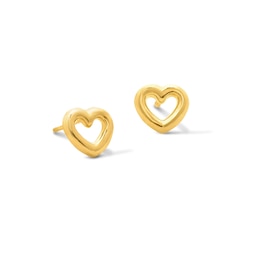 Child’s Heart Outline Stud Earrings in 14K Gold