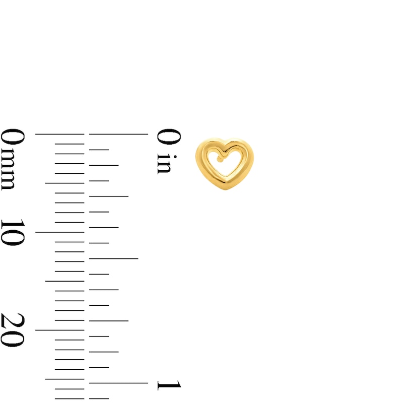 Child's Heart Outline Stud Earrings in 14K Gold