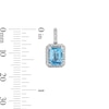 Thumbnail Image 2 of Emerald-Cut Swiss Blue Topaz and White Lab-Created Sapphire Frame Drop Earrings in Sterling Silver