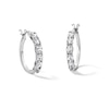 Thumbnail Image 1 of Oval and Round White Lab-Created Hoop Earrings in Sterling Silver