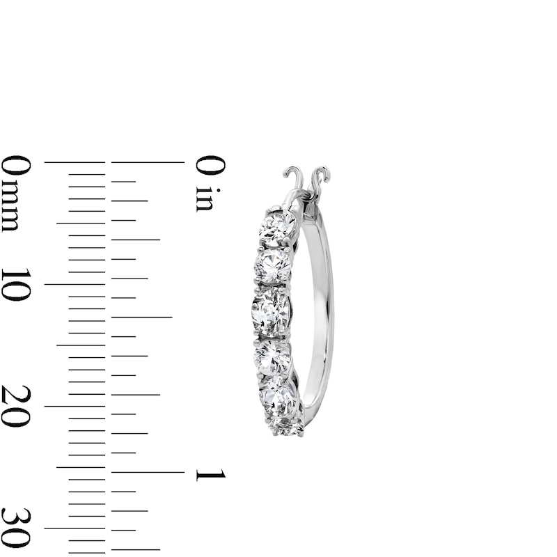 Main Image 2 of Oval and Round White Lab-Created Hoop Earrings in Sterling Silver