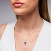 Thumbnail Image 2 of Emerald-Cut Blue Lab-Created Sapphire and White Lab-Created Sapphire Frame Pendant in Sterling Silver