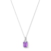 Thumbnail Image 1 of Octagon-Cut Amethyst and White Lab-Created Sapphire Pendant in Sterling Silver