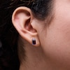 Thumbnail Image 2 of Octagon-Cut Amethyst and White Lab-Created Sapphire Stud Earrings in Sterling Silver