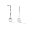 Thumbnail Image 1 of 6.0mm Freshwater Cultured Pearl and White Lab-Created Sapphire Dangle Earrings in Sterling Silver