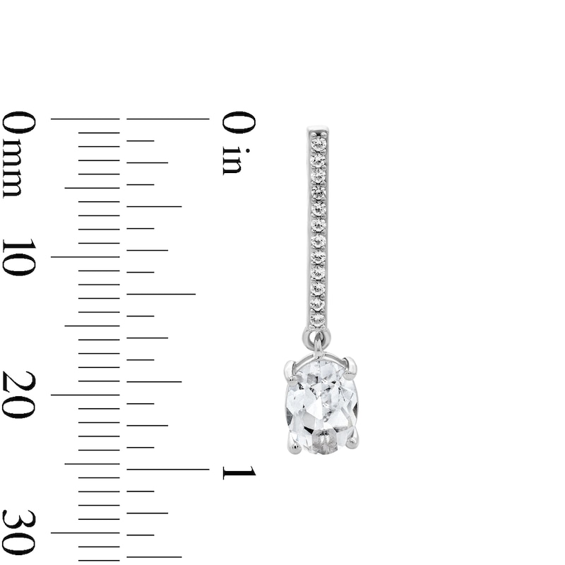 Oval White Lab-Created Sapphire Dangle Earrings in Sterling Silver