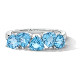 Trillion-Cut Swiss Blue Topaz Five-Stone Ring in Sterling Silver