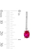 Thumbnail Image 2 of Oval Lab-Created Ruby and White Lab-Created Sapphire Dangle Earrings in Sterling Silver