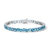Thumbnail Image 1 of Trillion-Cut Swiss Blue Topaz Bracelet in Sterling Silver - 7.5"