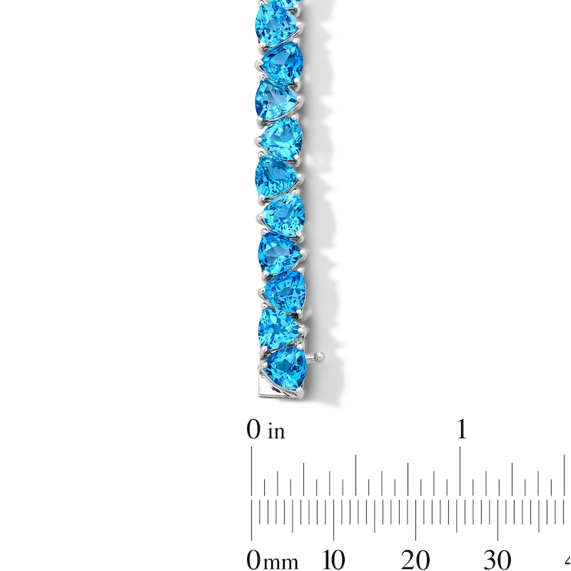 Main Image 2 of Trillion-Cut Swiss Blue Topaz Bracelet in Sterling Silver - 7.5"