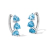 Thumbnail Image 1 of Trillion-Cut Swiss Blue Topaz Hoop Earrings in Sterling Silver