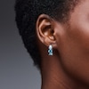 Thumbnail Image 2 of Trillion-Cut Swiss Blue Topaz Hoop Earrings in Sterling Silver