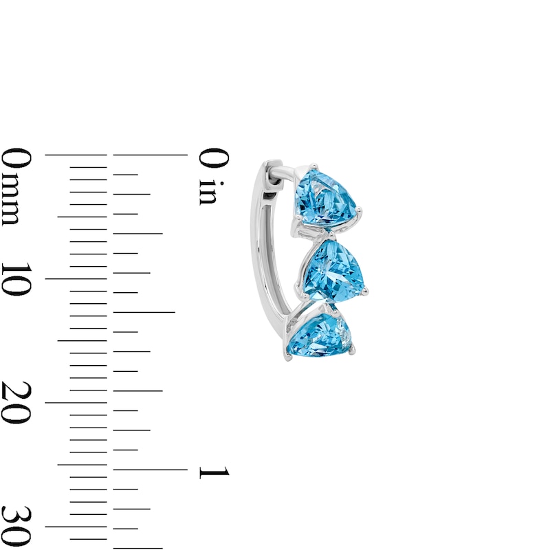 Main Image 2 of Trillion-Cut Swiss Blue Topaz Hoop Earrings in Sterling Silver