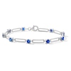 Thumbnail Image 1 of Blue Lab-Created Sapphire and Paper Clip Link Bracelet in Sterling Silver - 7.5"