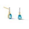 Thumbnail Image 1 of Pear-Shaped Swiss Blue Topaz and Diamond-Accent Drop Earrings in 10K Gold