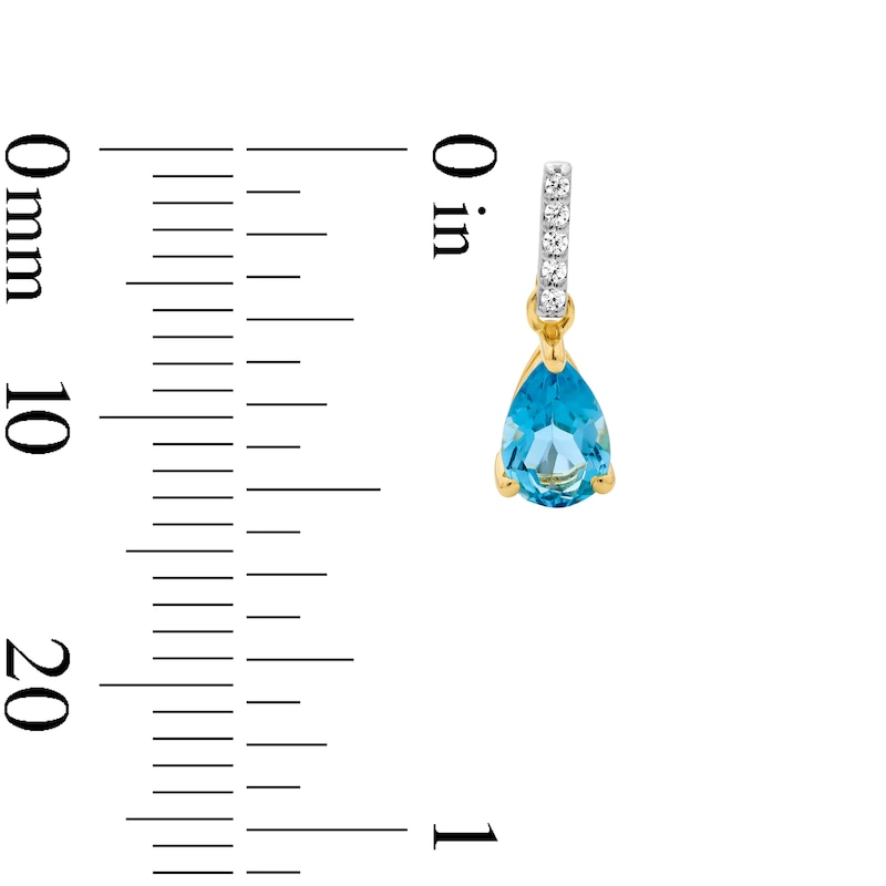 Main Image 2 of Pear-Shaped Swiss Blue Topaz and Diamond-Accent Drop Earrings in 10K Gold