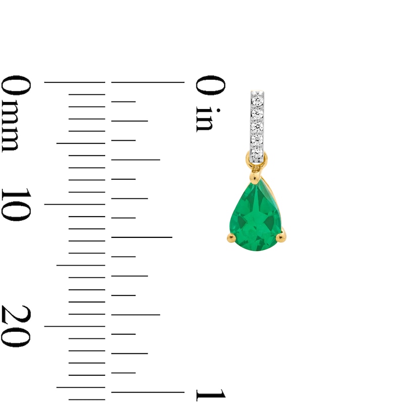 Main Image 2 of Pear-Shaped Emerald and Diamond-Accent Drop Earrings in 10K Gold