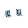 Thumbnail Image 1 of Emerald-Cut London Blue Topaz and 0.18 CT. T.W. Certified Lab-Grown Diamond Earrings in Sterling Silver (F/VS2)