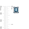 Thumbnail Image 2 of Emerald-Cut London Blue Topaz and 0.18 CT. T.W. Certified Lab-Grown Diamond Earrings in Sterling Silver (F/VS2)