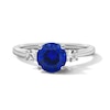 Thumbnail Image 1 of Blue and White Lab-Created Sapphire Three-Stone Ring in 10K White Gold