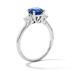 Thumbnail Image 4 of Blue and White Lab-Created Sapphire Three-Stone Ring in 10K White Gold