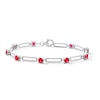 Thumbnail Image 1 of Lab-Created Ruby and Paper Clip Link Bracelet in Sterling Silver - 7.5"