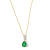 Thumbnail Image 1 of Pear-Shaped Emerald and Diamond-Accent Pendant in 10K Gold
